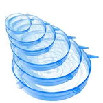 Set 6 capace din silicon pentru vase fara capac , extensibile, reutilizabile albastru transparent, OEM