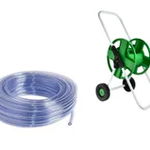 Kit pentru irigare, furtun gradina siliconat 1/2" 100 M + Carucior/ suport pentru furtun de gradina, 1/2"- 45 m, 3/4"- 25 m