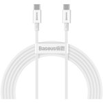 Cablu de date Baseus Superior CATYS-C02, USB-C la USB-C, QC, 100W, 5A, 20V, 2 m, Alb, Baseus