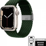 Curea Crong impletita Crong Wave Band pentru Apple Watch 38/40/41 mm verde, Crong