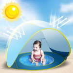 Cort de plaja, Empria, cu protectie UV pentru bebelusi si copii, cu piscina, vacanta vara, 117x79x70 cm