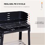 Outsunny Gril cu Carbune Barbecue Picnic Inaltime Reglabila Negru 87x 45 x 83 cm | Aosom Ro, Outsunny