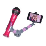 Microfon cu suport Selfie Stick, 30 cm, 2 x AAA, Roz, General