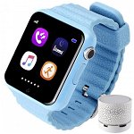 Smartwatch cu GPS Copii si Seniori iUni V8K Pedometru, Touchscreen 1.54' , BT, Notificari, Camera, Blue + Boxa