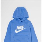 Nike, Hanorac cu imprimeu logo si buzunar kangaroo, 128-137 CM, Albastru lavanda