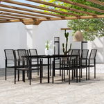 Set mobilier de grădină, 9 piese, negru