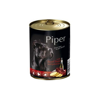 Hrană umedă câini adulți, Piper, cu Ficat de Vita si Cartofi 800g, Dolina