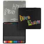 Creioane colorate 24 culori: Black edition. Cutie de metal, -