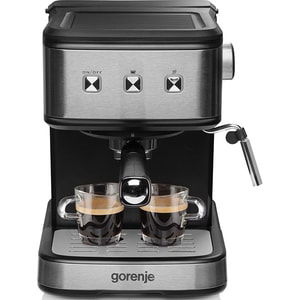 Espressor manual GORENJE ESCM12MBK, 1.5l, 850W, 15 bar, sistem Cappuccino, negru-argintiu