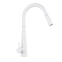 Baterie chiuveta bucatarie, Dus extractabil, 2 Functii de curge, Finisaj Alb Lucios, Dimensiune 47 cm, BisDesign