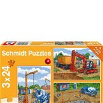 Puzzle 3 x 24 piese - Pe santier, Schmidt
