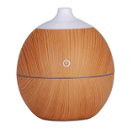 Umidificator SIKS cu ultrasunete, difuzor aroma, mini aparat portabil pentru casa, birou, forma rotunda, lumini led, lemn desch