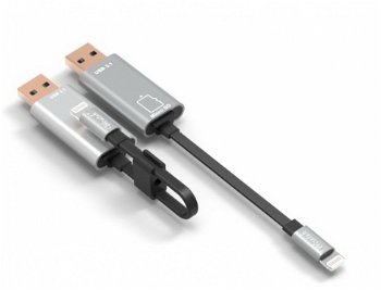 Cablu iPhone Lightning la USB tip A + cititor de carduri 15cm, KIPOD39, OEM