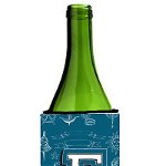 Caroline`s Treasures Litera F Marea Doodles alfabetul inițial de vin sticla de băuturi Izolator Hugger Multicolore Wine Bottle, 
