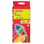 Creioane Colorate Herlitz Triunghiulare, 24 culori, Herlitz