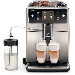 Espressor automat Saeco Xelsis SM768300 Ecran tactil 15 selectii Rasnita ceramica cu 12 trepte AquaClean Negru-Inox