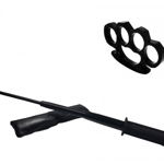 Set baston telescopic flexibil negru maner tip tonfa 47 cm box negru 1 cm grosime, IdeallStore