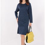 Rochie office bleumarin cu volan