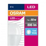 Bec LED Osram E14 7,5W/840 E14 VALUE CL P FR 60 non-dim 7,5W/840 4058075311923, Osram
