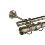 Galerie metalica dubla bara zimtata capat dop 25/19, auriu antic - 400 cm, OEM