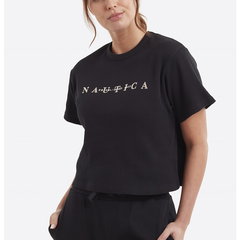 Nautica, Tricou cu striatii si imprimeu logo Ursa, Negru, 34