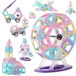 Set intelligent de constructie cu blocuri magnetice MaGeCa, 136 de piese colorate, Magnetic Building Blocks, Educativ si creativ, Dezvoltarea abilitatilor motrice si a imaginatiei, Numeroase posibilitati de construit, 3 ani+, MAGECA