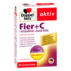 Fier Doppelherz + Vitamina C + Histidina + Acid folic, 30 tablete, Queisser Pharma Fier Doppelherz + Vitamina C + Histidina + Acid folic, 30 tablete, Queisser Pharma