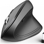 Mouse vertical Wireless iClever, negru, 2,4G, 2400 DPI