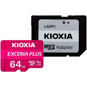 Card de memorie microSDXC Kioxia Exceria Plus (M303) 64GB,UHS I U3+ adaptor, LMPL1M064GG2, Kioxia