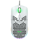 CANYON Gaming Mouse with 7 programmable buttons  Pixart 3519 optical sensor  4 levels of DPI and up to 4200  5 million times key life  1.65m Ultraweave cable  UPE feet and colorful RGB lights  White  size:128.5x67x37.5mm  105g