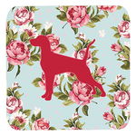 Caroline`s Treasures Carolines Comori BB1105-RS-BU-FC Pointer Shabby Chic Blue Roses Foam Coaster Multi 3 1/2 x 3 1/2, 