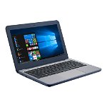 Laptop ultraportabil ASUS W202NA-GJ0031RA cu procesor Intel Celeron N3350 pana la 2.40 GHz, 11.6 inch, HD, 4 GB, 64 GB eMMC, Windows 10 Pro, Dark Blue
