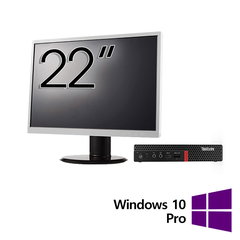 Pachet Calculator Second Hand Lenovo ThinkCentre M720q MiniPC, Intel Core i5-8400T 1.70 - 3.30GHz, 8GB DDR4, 256GB SSD + Monitor 24 Inch, LENOVO