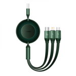 Cablu pentru incarcare si transfer de date 3 in 1 Baseus Bright Mirror 2, USB - Micro-USB/Lightning/USB Type-C, 66W, 1.1m, Verde, Baseus