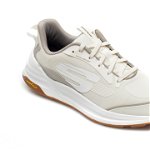 Pantofi sport SKECHERS albi, GLOBAL JOGGER, din material textil si piele ecologic