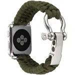 Curea iUni compatibila cu Apple Watch 1/2/3/4/5/6/7, 40mm, Elastic Paracord, Rugged Nylon Rope, Green, iUni