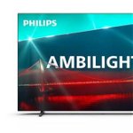 Philips Televizor Philips AMBILIGHT tv OLED 55OLED718, 139 cm, Google TV, 4K Ultra HD, 100 Hz, Clasa G, Argintiu, Philips
