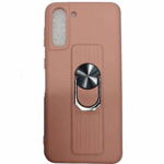 Hurtel Ring Case silikonowe etui z uchwytem na palec i podstawką do Samsung Galaxy S21+ 5G (S21 Plus 5G) różowy, Hurtel