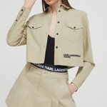 Karl Lagerfeld Jeans camasa din bumbac femei, culoarea bej, cu guler clasic, regular, Karl Lagerfeld Jeans
