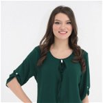 Bluza uni verde-smarald cu pliuri si accesoriu argintiu, FILO Kamila Sobanska