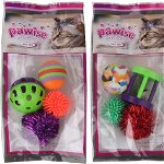 PAWISE Jucărie pentru pisici Set 4 Mingi asortate, diverse modele şi culori, Pawise