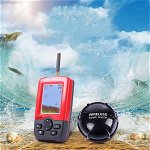 Sonar Fish Finder XJ-01, Sonar pentru pescuit, Ecran LCD, Senzor Sonar Wireless 100m, Sunet Ecou Sonar