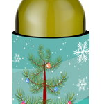 Caroline`s Treasures Pomul de Crăciun fericit miniatură Schanuzer sare și piper sticla de vin Beverge Ins Multicolore Wine Bottle, 