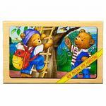 Puzzle lemn "Familie ursuleti" - 4 planse * 12 piese, cutie cu inchidere magnet, Ama Store