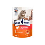 Hrana umeda Club 4 Paws Premium pentru pisici adulte - curcan in jeleu, 24x100g