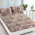 Cearsaf cu elastic COCOLINO 180x200x25cm 2 fete de perne Jojo Home Bej-Maro model elegant, JOJO Home