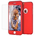 Husa full cover 360 folie sticla iphone 7 red, 