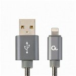Cablu alimentare si date Gembird, USB 2.0 (T) la tip Lightning (T), 1m, Gri / Alb, CC-USB2S-AMLM-1M-BG