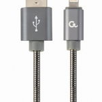 Cablu alimentare si date Gembird, USB 2.0 (T) la tip Lightning (T), 1m, Gri / Alb, CC-USB2S-AMLM-1M-BG