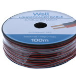 cablu difuzor rosu/negru cupru 2x0.50mmp, 100m, well, WELL